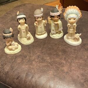 Precious Moments Native American Figurine Set - Cream, Tan, Brown